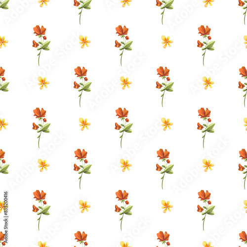 Japanese Water Flower Seamless Vector Pattern Design