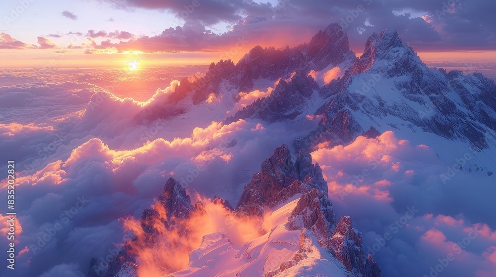 a mountain range with a sunset in the background a mountain range with a sunset in the background