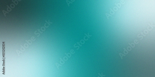 Grainy vintage Teal to Blue gradient background with glowing light , rough, grain, noise, and bright spots. Glowing noise texture cover header poster design. 