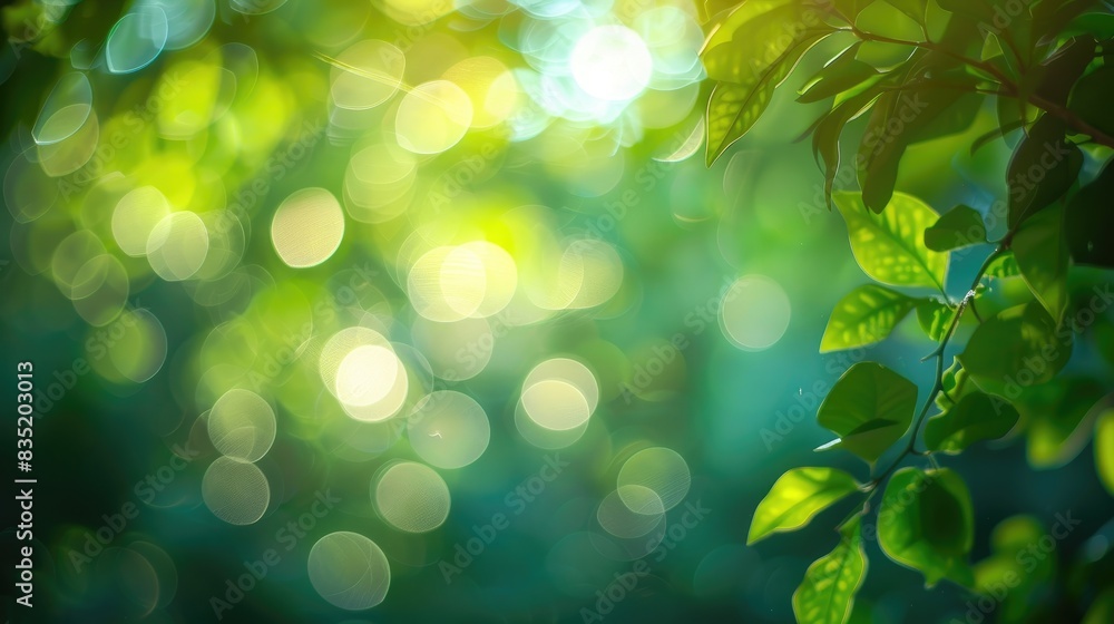 Fototapeta premium Nature abstract blur background with green bokeh