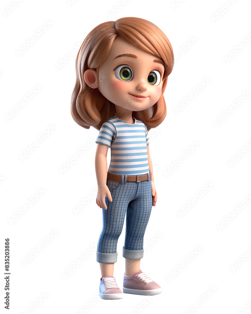 a 3d cartoon character a light skinned young girl a 3d cartoon character a light skinned young girl