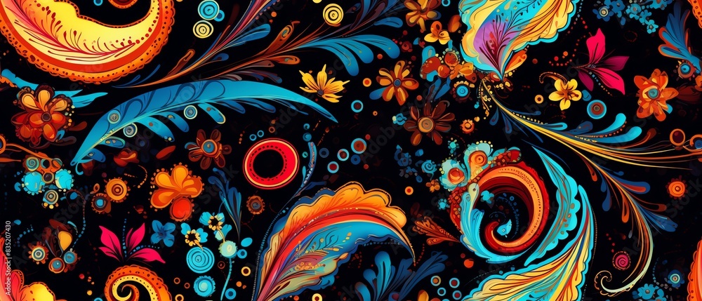 Fototapeta premium artistic motifs Patterned digital paisley