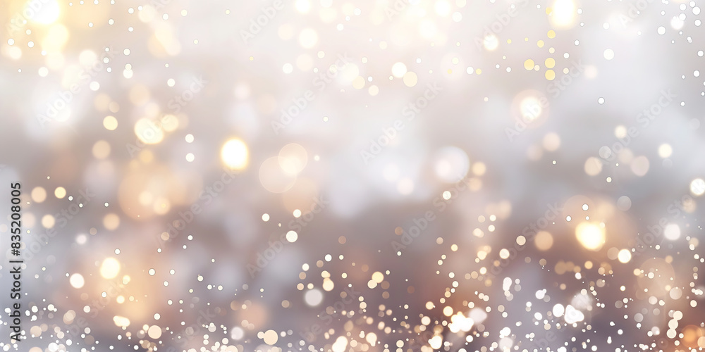 Light background with stars and bokeh lights, white, light gray and gold color palette Light background with stars and bokeh lights, white, light gray and gold color palette