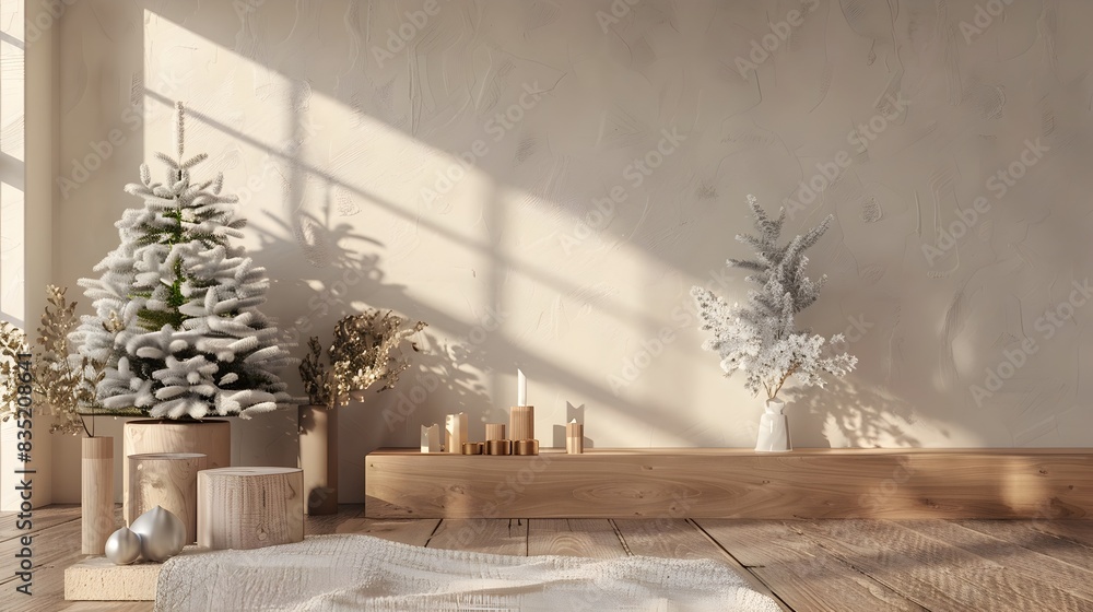 Cozy and Festive Christmas Decor With Warm Lighting in Rustic Interior Cozy and Festive Christmas Decor With Warm Lighting in Rustic Interior