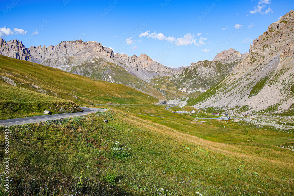 Winding road of the Col du Galibier, a mountain pass in the French Alps - This is the highest point of the Tour de France Winding road of the Col du Galibier, a mountain pass in the French Alps - This is the highest point of the Tour de France