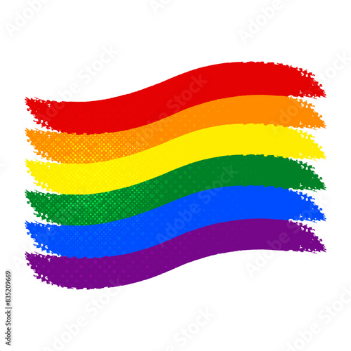 LGBT flag painted with brush strokes isolated on white background