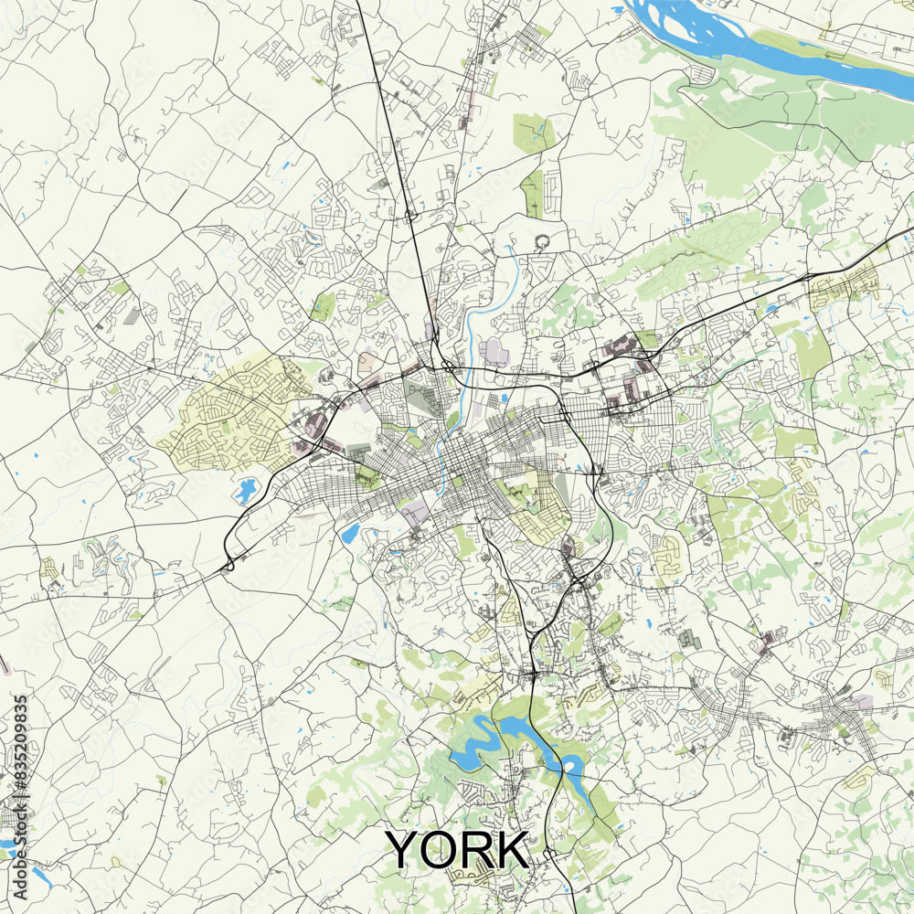 Naklejka premium York, Pennsylvania, United States map poster art