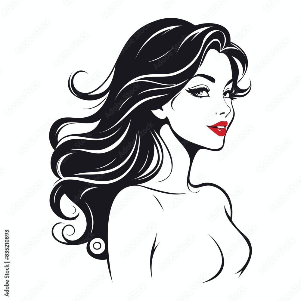 Elegant Woman Silhouette Illustration Flowing Hair Beauty Logo Elegant Woman Silhouette Illustration Flowing Hair Beauty Logo
