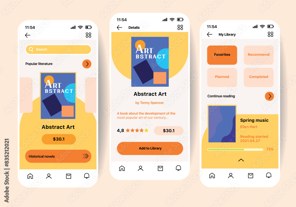 Book app concept in flat design. A colorful and bright concept of a phone application for searching and buying books, tracking the rating, keeping your own statistics, etc. Vector Illustration. Book app concept in flat design. A colorful and bright concept of a phone application for searching and buying books, tracking the rating, keeping your own statistics, etc. Vector Illustration.