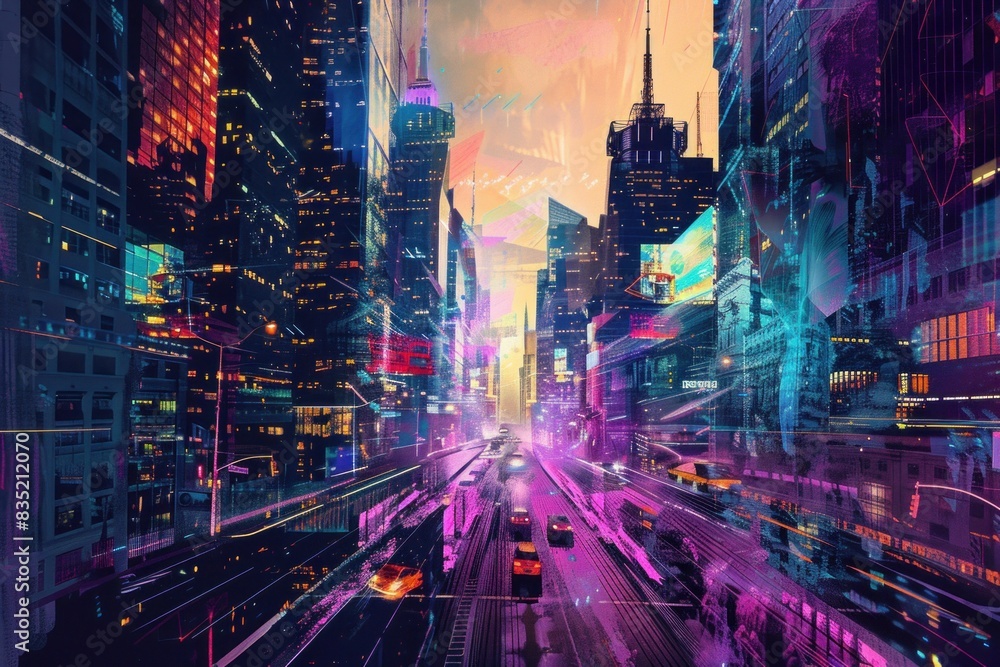 Fototapeta premium Landscape at the sunset of New York, USA