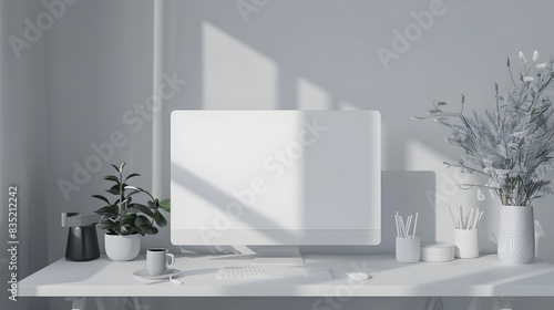 Minimalist Workspace with Computer and Decor Elements on Desk © Everything by Rachan