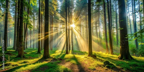of a forest with sunlight filtering through the trees  forest  sunlight  trees  serene  nature  peaceful  shadows  anime  manga  art  beauty  tranquil  landscape  wood  light  shadows