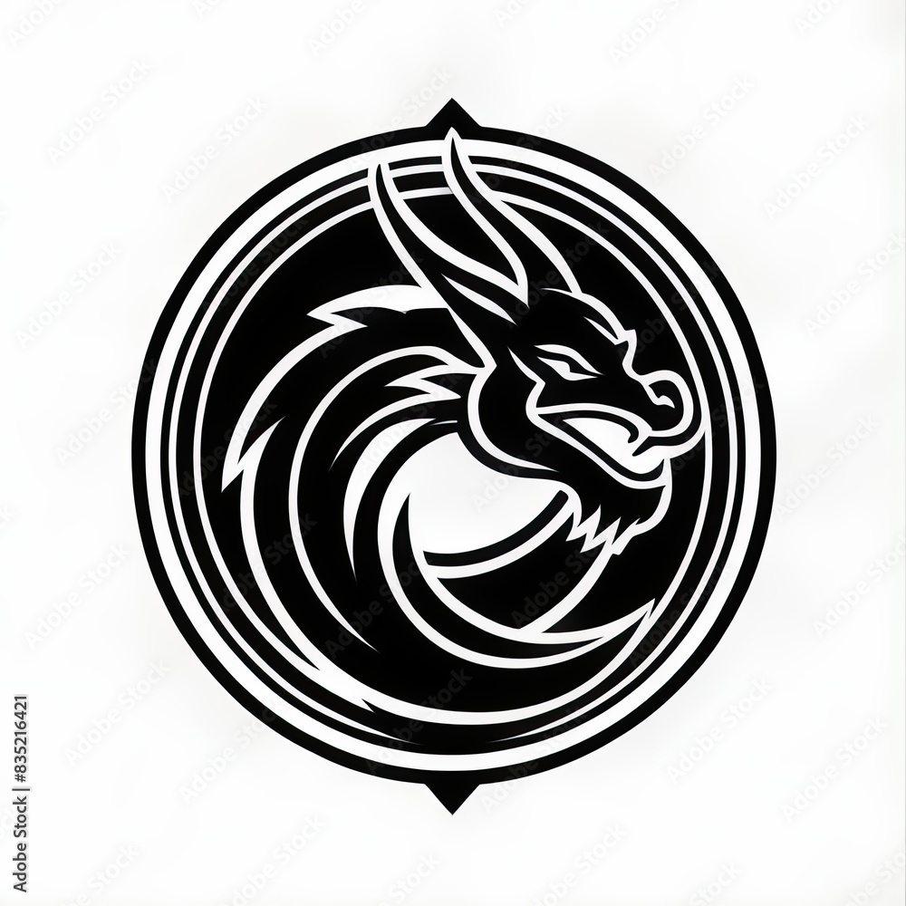 Naklejka premium dragon vector design. chinese new year shio. logo gaming. icon apps. tatto art. simple desain. minimalist. symbol. animal character. cool. wallpaper. 4k. 8k. ai