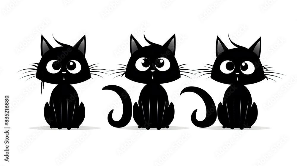 Obraz premium three cute cartoon cats