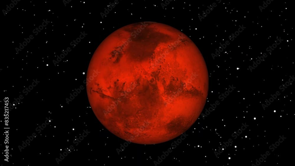 Zoom out mars planet in space global world in sky in the mars planet rotating on alpha channel Zoom out mars planet in space global world in sky in the mars planet rotating on alpha channel
