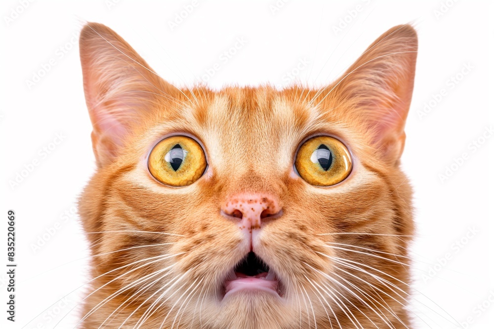 Studio photo of a cute ginger cat isolated against a background of pastel shades, creating a soft and appealing visual. Studio photo of a cute ginger cat isolated against a background of pastel shades, creating a soft and appealing visual.