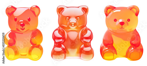 3D gummy bear png cut out element set