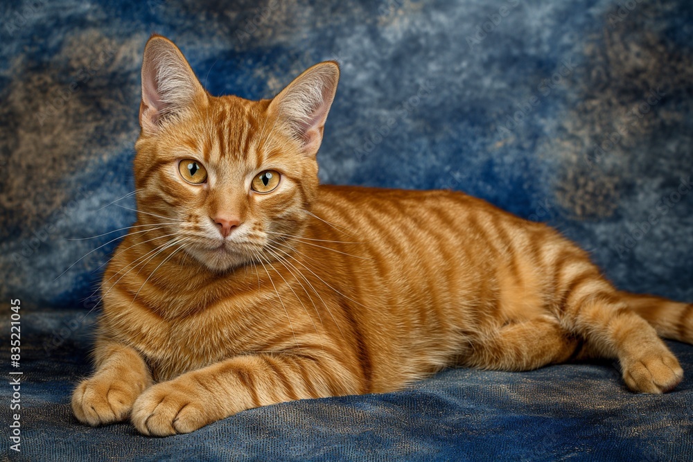 Studio photo of a cute ginger cat isolated against a background of pastel shades, creating a soft and appealing visual. Studio photo of a cute ginger cat isolated against a background of pastel shades, creating a soft and appealing visual.