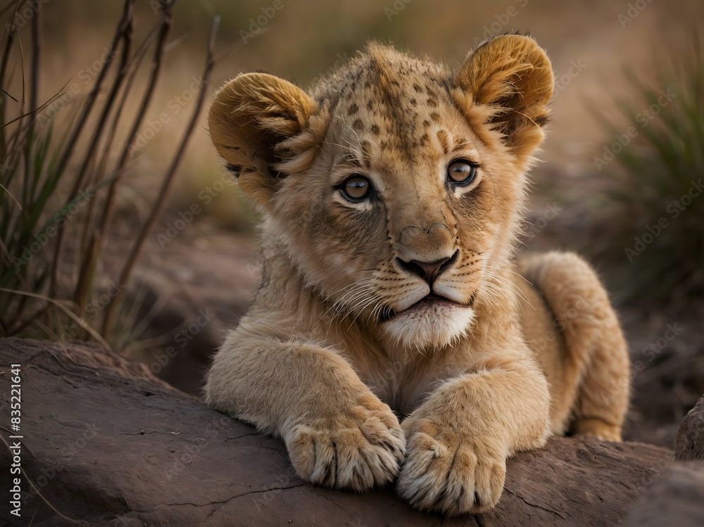 Fototapeta premium lion cub in the wild