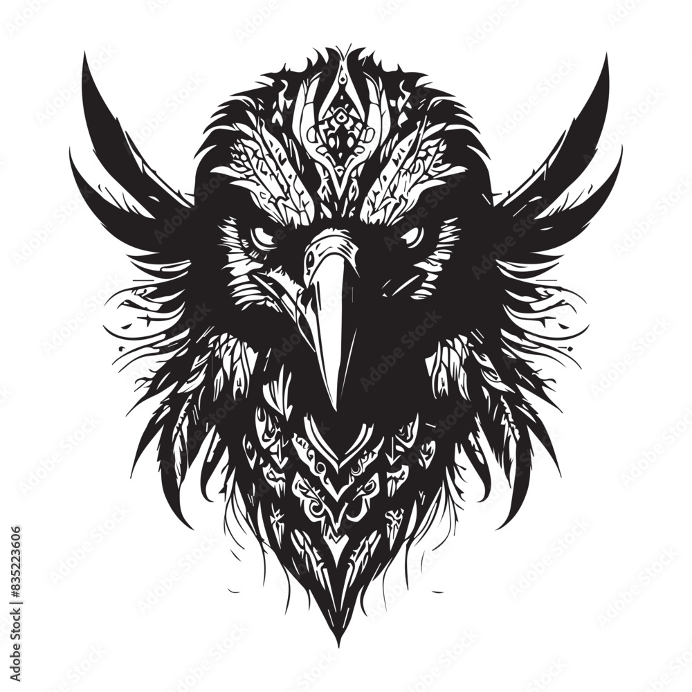 Obraz premium Black tribal eagle vector tattoo white background 