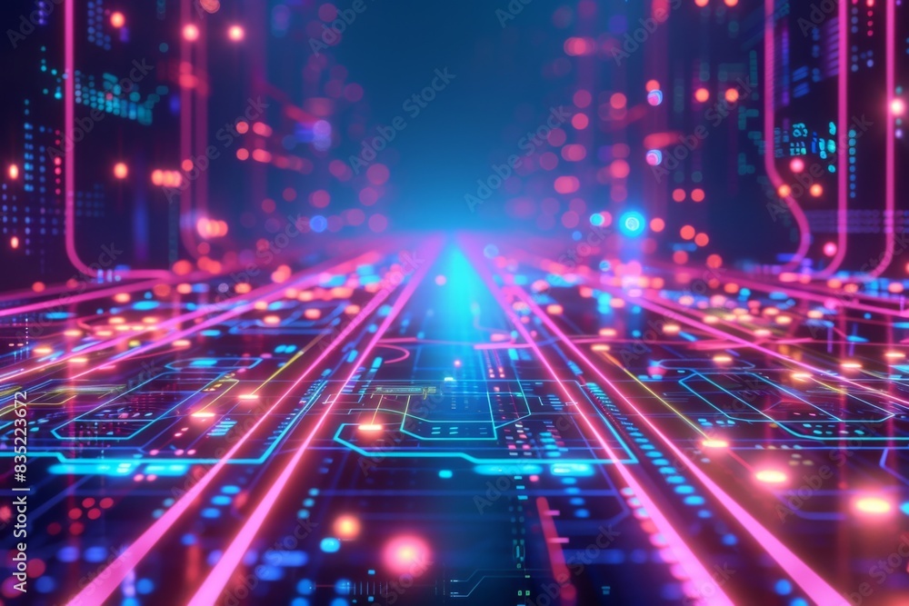 Obraz premium Cyber Security Data Transfer illustration created with Generative AI