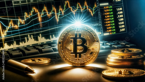 Obraz na płótnie BTC, scenari di Trading ad Alta Tecnologia w salonie