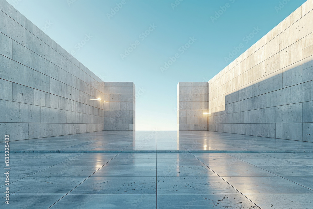 Fototapeta premium Concrete outdoor square building,Empty architectural background. 