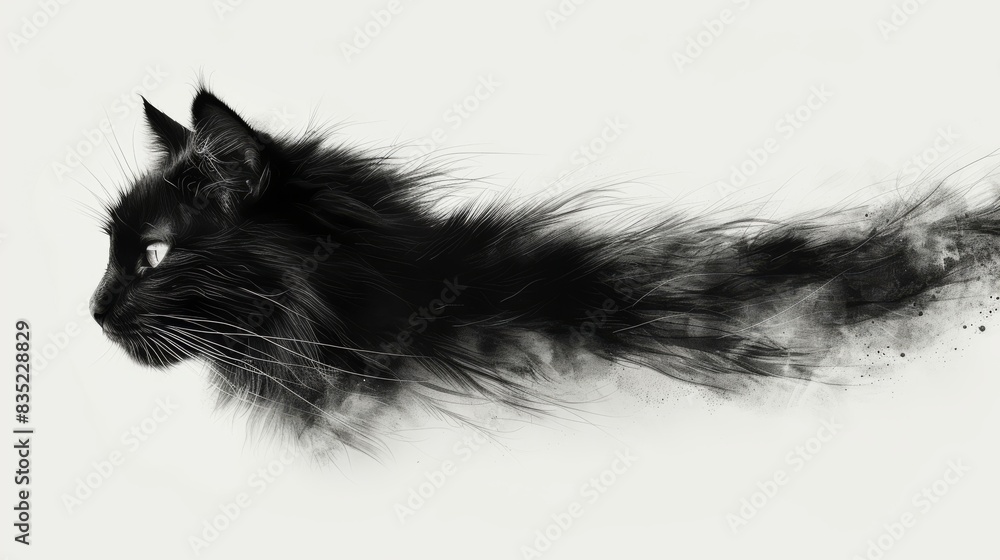 Black cat portrait with abstract fur effect Black cat portrait with abstract fur effect