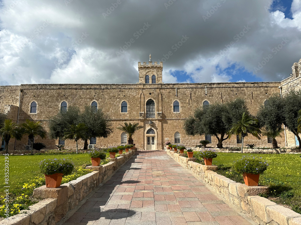 Fototapeta premium Facade of the main building of the monastery Beit Jamal