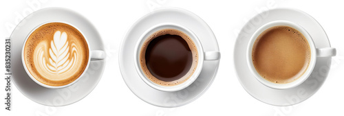 Top view of coffee & tea collection png cut out element set