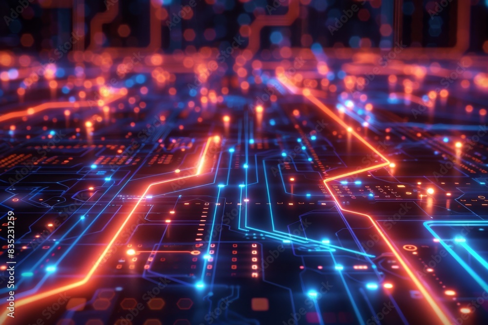 Fototapeta premium Cyber Security Data Transfer illustration created with Generative AI