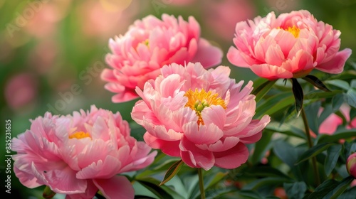 Fototapeta Naklejka Na Ścianę i Meble -  Pink Chinese peonies flowers up close