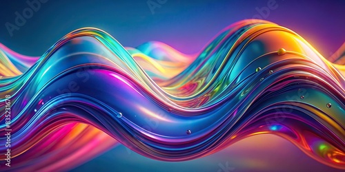 Abstract fluid iridescent holographic neon curved wave in motion colorful background render, abstract, fluid, iridescent, holographic, neon, curved, wave, colorful, background, render
