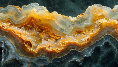 Abstract colorful nature background, close-up coral, orange, and blue macro stone texture
