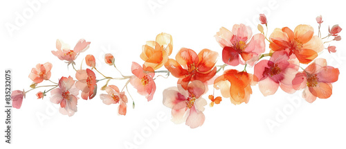Beautiful branch adorned with vibrant peach-orange blossoms, creating a stunning floral display perfect for decorative and artistic purposes.
