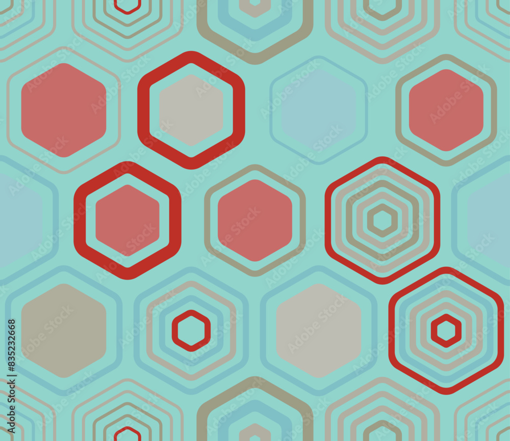 Background with hexagon pattern. Geometric elements of varied style and color. Large hexagons. Tileable pattern. Seamless background. Cool vector illustration. Background with hexagon pattern. Geometric elements of varied style and color. Large hexagons. Tileable pattern. Seamless background. Cool vector illustration.