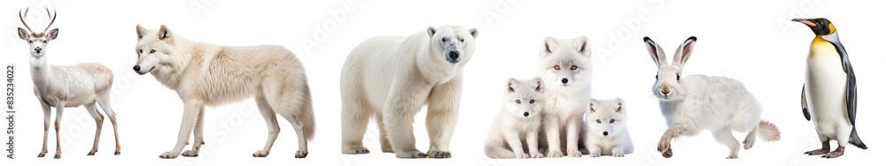 White wildlife animal png cut out element set White wildlife animal png cut out element set