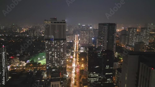 Wallpaper Mural Aerial view of Hanoi Downtown Skyline, Vietnam. Financial district and business centers in smart urban city in Asia. Skyscraper and high-rise buildings at night. Torontodigital.ca