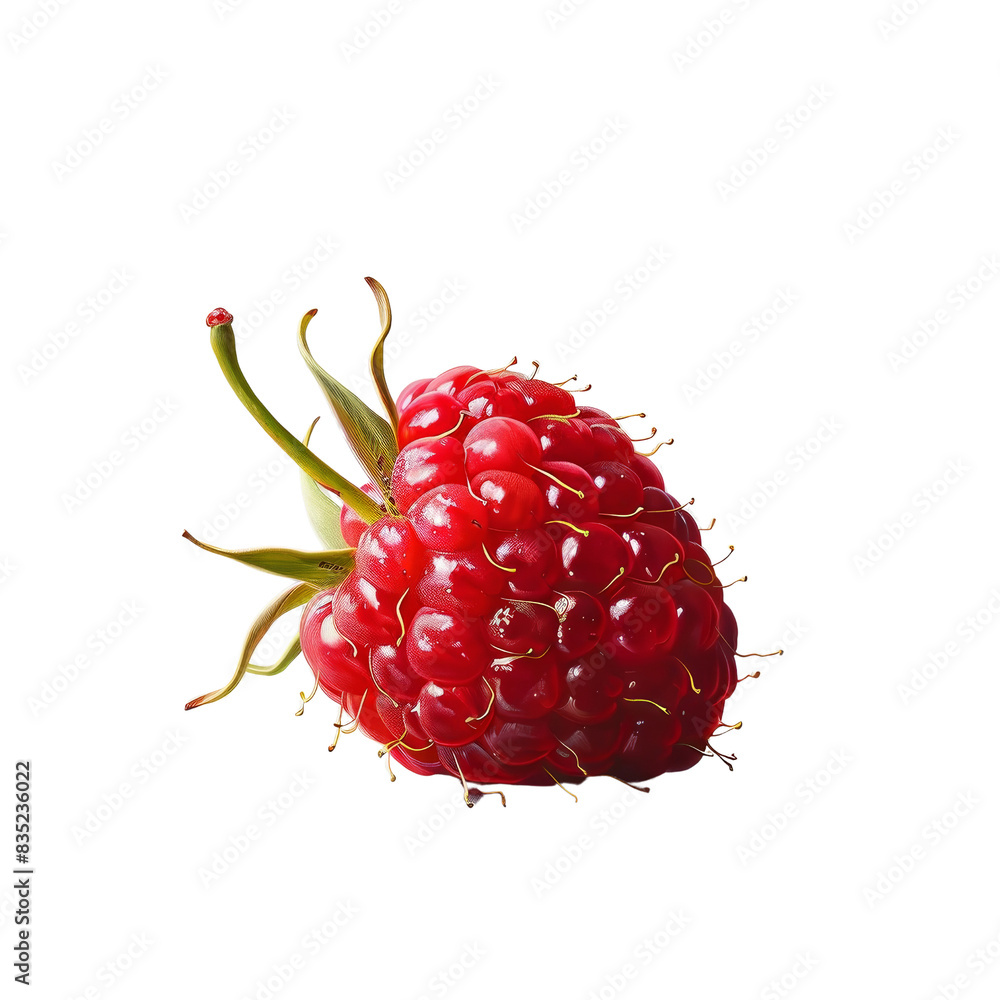 Irl Raspberry Fruit Craft a detailed, lifelike depiction of a single raspberry from a side ...