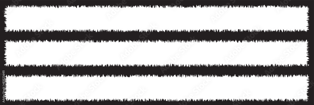 Torn paper frames with jagged edges. Ripped cutouts for collage, weathered and distressed style. Vector illustration of rough shapes as retro design templates.