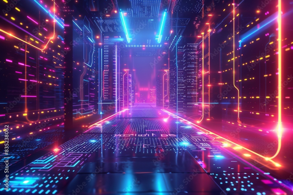 Obraz premium Cyber Security Data Transfer illustration created with Generative AI