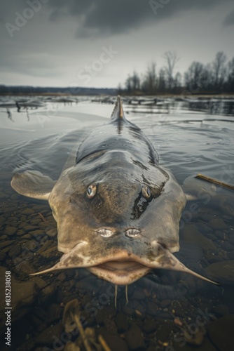 A big fish swimming in the ocean or lake  suitable for use as an illustration or decoration