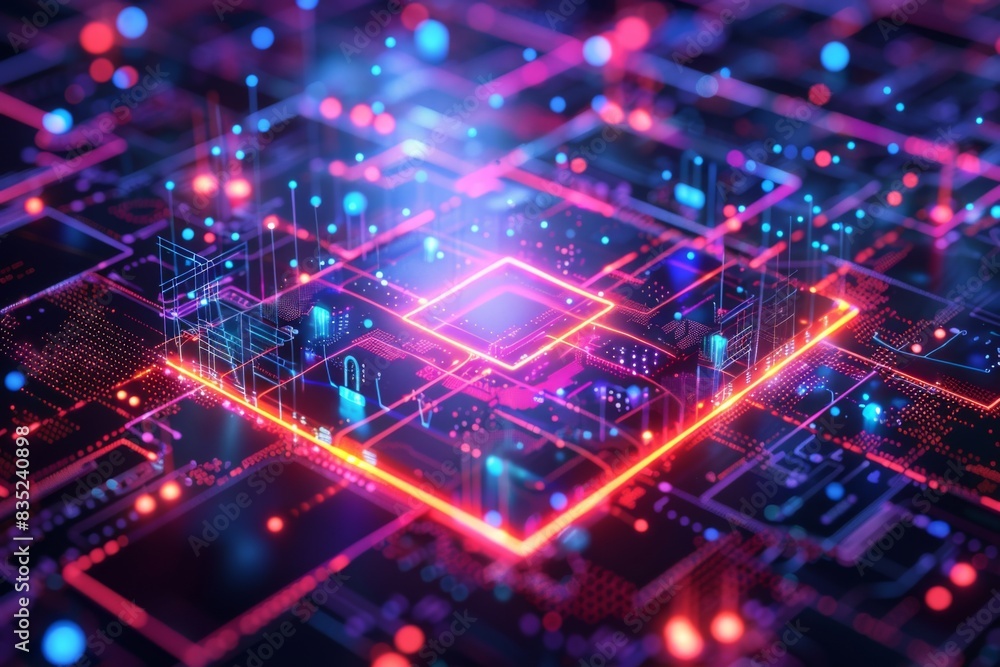 Cyber Security Data Transfer illustration created with Generative AI Cyber Security Data Transfer illustration created with Generative AI