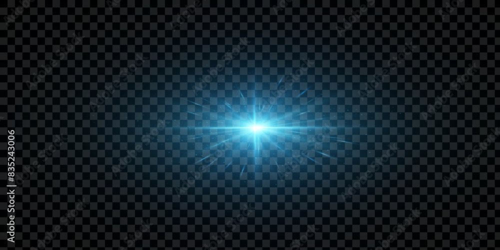 Horizontal bursts of exploding star. Bright light rays. Flare, light and spark. Horizontal bursts of exploding star. Bright light rays. Flare, light and spark.