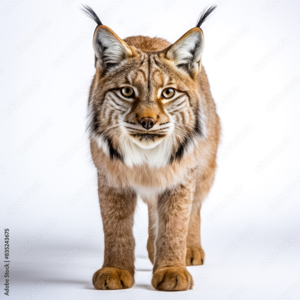 Prächtiger Luchs, freigestellt vor weißem Hintergrund, Generative AI Prächtiger Luchs, freigestellt vor weißem Hintergrund, Generative AI