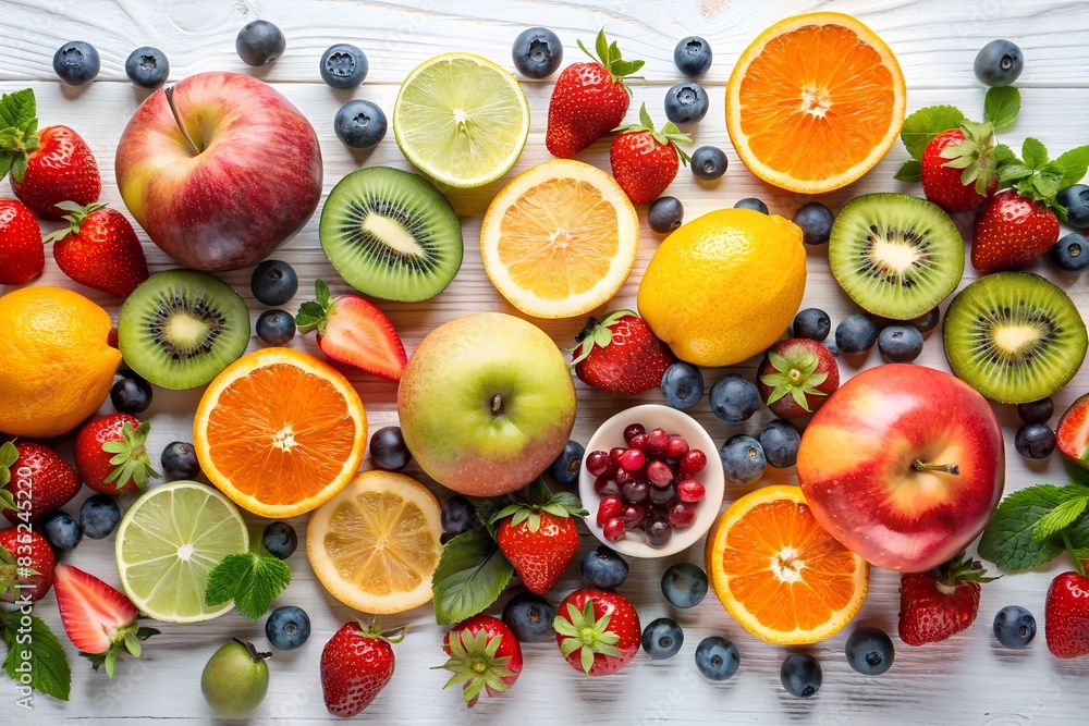 colorful fruit with white background colorful fruit with white background