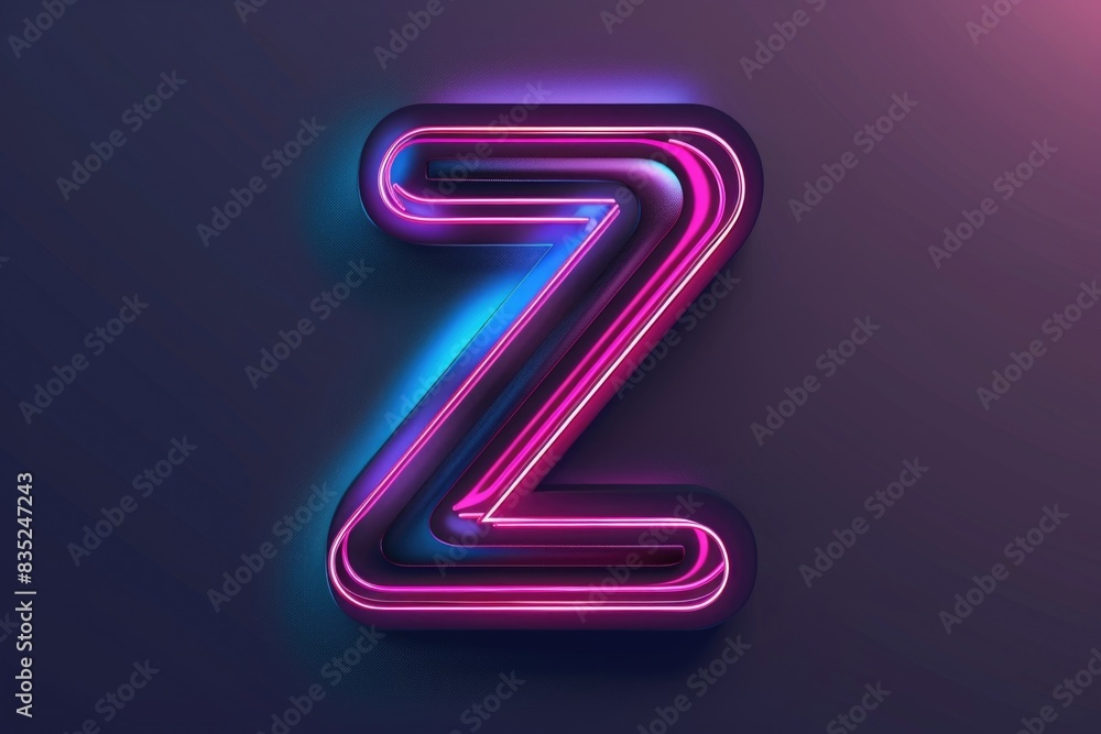 A single neon lit letter Z on a dark background, often used in digital design or as a decorative element A single neon lit letter Z on a dark background, often used in digital design or as a decorative element