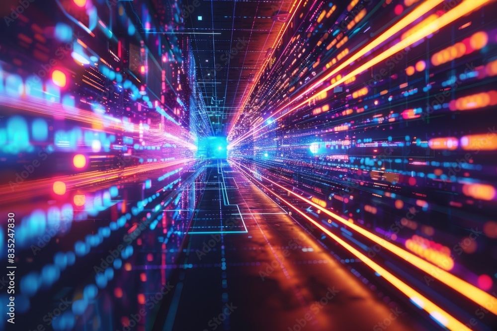 Fototapeta premium Cyber Security Data Transfer illustration created with Generative AI