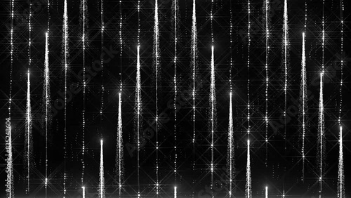 looped luxurious monochrome white curtain particle background with shooting fireworks from the bottom	
