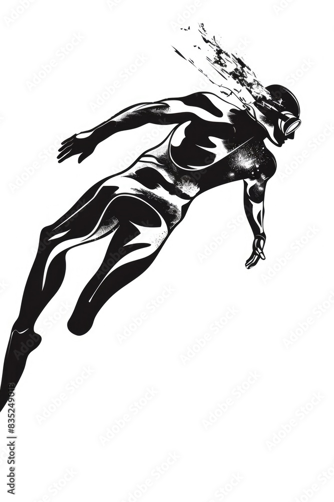 A black and white drawing of a person wearing a full-body costume, with details on the suit and facial expression A black and white drawing of a person wearing a full-body costume, with details on the suit and facial expression